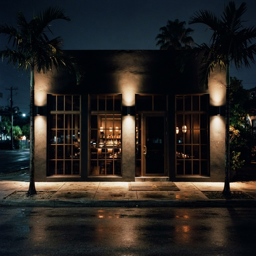 The 1123 Miami storefront at 2701 NW 2nd Avenue at night